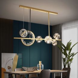 Light Luxury Crystal Restaurant Chandelier Full Star Lamps Modern Nordic Bar Net Red Table Pendant Light New Indoor Lighting