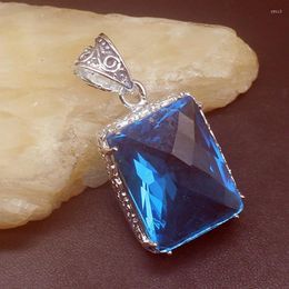 Pendant Necklaces Fashion Jewellery Unique Genuine 925 Silver Wonderful Sparkle Blue Topaz Necklace Gifts For Women Girls 20224007