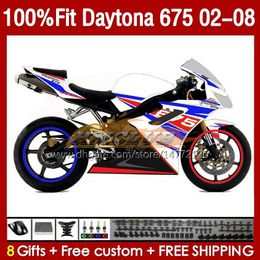 Injection Mould Fairings For Daytona 675 R CC 675R 02 03 04 05 06 07 08 Kit 148No.99 675CC 2002-2008 Daytona675 2002 2003 2004 2005 2006 2007 2008 OEM Fairing blue white blk