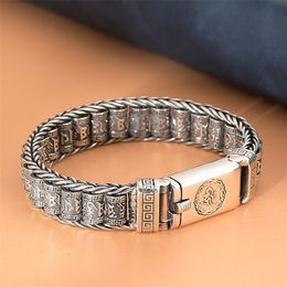 Bangle RetroSen Handmade Creative Lucky Buddhist Scripture Bracelets Men Turn Beads Retro Sixcharacter Mantra Personalised Accessories 220831