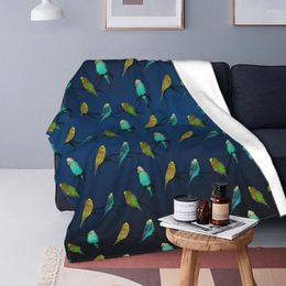 Blankets Birds Pet Print Blanket Budgie Frenzy Super Soft Bedspread Aesthetic Fleece Couch