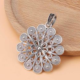 Pendant Necklaces 5pcs/Lot Large Boho Bohemia Filigree Flower Charms Pendants For Necklace Jewellery Making Accessories