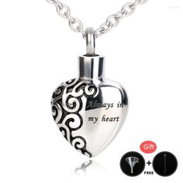 Pendant Necklaces BOFEE Heart Urn Necklace Ashes Pendants Engrave Cremation Memorial Locket 316L Stainless Steel Fashion Jewelry Gift Women