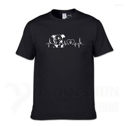Men's T Shirts Men's T-Shirts Unisex Tee Funny Personality Pitbull Love Heartbeat Print T-shirt 16 Colours Summer Short Sleeve O-neck