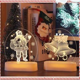 Strings Christmas Decorations 3D Acrylic Night Lights Santa Claus Decor Indoor Led Light Snowman Window For Year Holiday Party