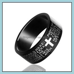 Solitaire Ring Mens Rings Cross Stainless Steel Brand Crosses Ring Men Wholesale Black Jewellery Drop Delivery 2021 Yydhhome Dhcro