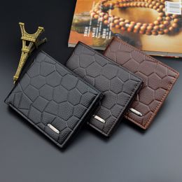 DHL50pcs Wallets Men PU Plain Stone Prints Two Foldable Business Cross Short Credit Card Holder Mix Color