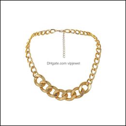 Strands Strings Hip-Hop Big Thick Gold Chain Exaggerated Short Necklace Trend Punk Drop Delivery 2021 Jewelry Necklaces Pend Vipjewel Dhvbh