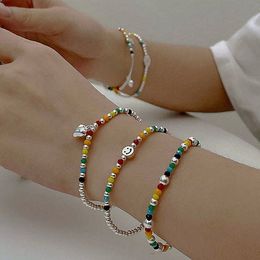 S3182 Fashion Jewellery Colourful Resin Beaded Strands Bracelet For Women Resin Beads Smile Bear Cloud Elastic Bracelets