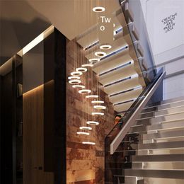 Pendant Lamps Villa Staircase Light Modern LED Chandelier Living Room Lamphome Decor Kitchen Lights Hanging Lighting 42head 84W