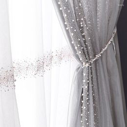 Curtain Modern European Tulle Curtains For Living Dining Room Bedroom Custom Pearl Screens Windows Backdrop Grey Luxury Decorate