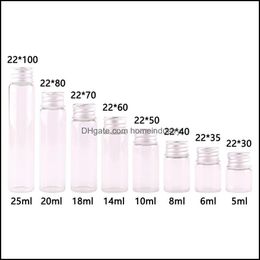 Storage Bottles Jars Dia 22Mm 5Ml 10Ml 20Ml 25Ml Transparent Glass Bottles Cute Jar Vials Terrarium With Sier Screw Lid Wedding Craf Dh7Cd