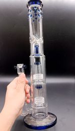 Thick Glass Water Bong Hookahs 14 inch Straight Type with Double Tire Perc Female 18mm Smoking Pipes