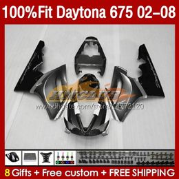 Injection mold Fairings For Daytona 675 R CC 675R 02 03 04 05 06 07 08 Kit 148No.119 675CC 2002-2008 Daytona675 2002 2003 2004 2005 2006 2007 2008 OEM Fairing grey black blk