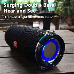 Portable Speakers Portable Bluetooth Speaker Outdoor Radio Audio Amplifier Waterproof Soundbar Column U Disc Wireless Subwoofer LED Light Soundbox T220831