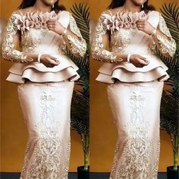Party Dresses Arabic Aso Ebi Style Mermaid Prom Dresses Champagne Satin Lon 220823