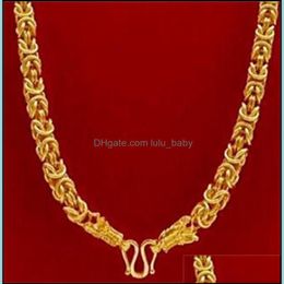 Chains Necklace Boys Mens Chain 18K Yellow Gold Filled Hip Hop Heavy Thick Twisted Chunky Choker Fashion Jewellery 24 Inches 2 Lulubaby Dh5X7