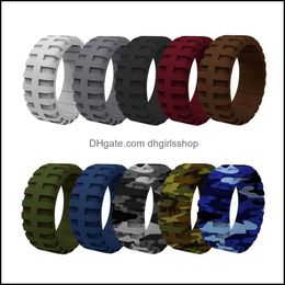 european wedding rings NZ - Band Rings American European Fashion Sile Wedding Ring Mens Camouflage Elegant Affordable 9Mm Rubber Engagment Bands Drop Delivery 20 Dhjct