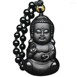 Pendant Necklaces Drop Obsidian Necklace Beads Curtain Jewelry Scrub Black Buddha Pendants Transhipped
