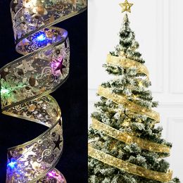 Christmas Decoration 1M/2M/5M LED String Lights Ribbon Battery Operated Fairy Lights Navidad New Year Hanging Decors D6.5