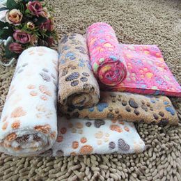 Blanket Kennels Cute Pet Paw Foot Print Dog Blankets Soft Flannel Sleeping Mats Puppy Cat Warm Bed Cover Sleep Pad