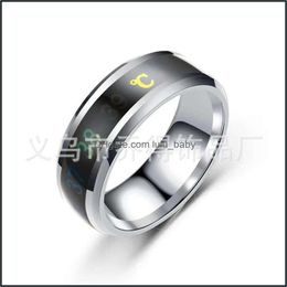 Band Rings 8Mm 316L Stainless Steel Temperature Designer Rings Mood Emotion Intelligent Thermometer Finger For Women Men Cou Lulubaby Dhnit