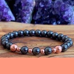 MG1598 Strand 8 MM Genuine Copper 3A Grade Magnetic Hematite Wrist Mala Bracelet High Quality Anxiety Relief Yoga Gift Ideas For Men