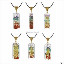 Pendant Necklaces 7 Chakra Energy Pendant Orgonite Necklace Rainbow Crystal Pendants Yoga Meditation Necklaces Resin Jewelry For Wome Dheg2