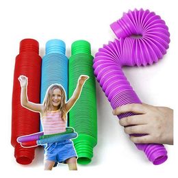 Mini Pop Tube Sensory Fidget Toy Colourful Circle Funny Development Educational Folding Toy Kids Christmas Gift 17mm