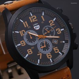 Wristwatches 2022 Men's Quartz Wrist Watches Military Leather Waterproof Watch White Gold Luxury Round Men Relogio Masculino #S30