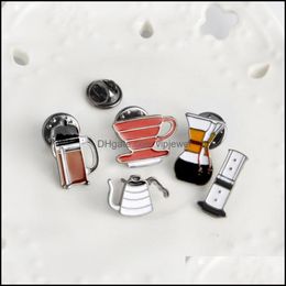 Pins Brooches Hand Punch Pot Aeropress Brand Philtre Bowl Coffee Enamel Pins Shirt Bag Hat Decoration Jewellery Lovers Gift Dhseller2010 Dhkyf