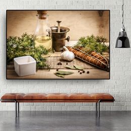 Kitchen Canvas Painting Cooking Supplie Cuadros Posters and Prints Restaurant Wall Art Food Picture Living Room Decor