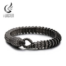 Bangle Fongten Punk Black Snake Link Chain Bracelets Bangle Stainless Steel Charm Hip Hop Personalised Men Women Jewellery 220831