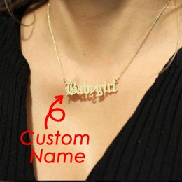 Chains Customised Stainless Steel Initial Name Necklace Custom Personalised Letter Choker Pendant Nameplate Gift Drop