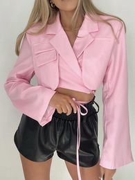 Women's Suits Spring 2022 Office Lady Professional Pink Blazer Long Sleeve Streetwear Cardigan Suit Womens Korean Fashion Casual Short Tops