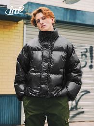 Men's Vests INFLATION Black Glossy Puffer Jacket Men Winter Thick Windproof Down Coat Unisex Warm Outerwear 221130