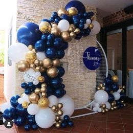 Christmas Decorations 104pcs Navy Blue Gold White Balloon Garland Arch Kit Confetti Ballons For Wedding Birthday Party Balloons Decorations 221201