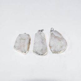 Pendant Necklaces Raw White Crystal Quartz Druzy Stone For Necklace Charms 5pc Lot Jewellery Making Large Geode Drusy Gem Women Accessories