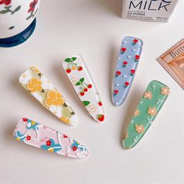 Hair Accessories Korean Style Clips Floral Print Pins For Girls Candy Coor Grips Barrettes Kids Wear Hairpin