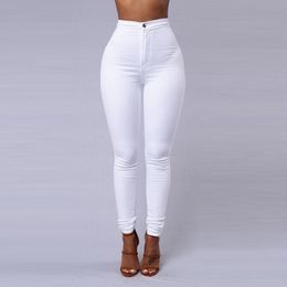 Women's Jeans Solid Colour Skinny Woman White Black High Waist Render Vintage Sexy Long Pants Femme Casual Pencil Denim 221201