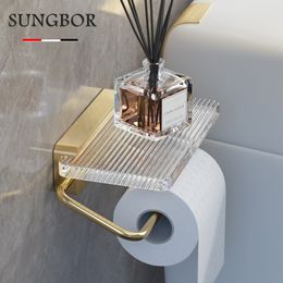 Toilet Paper Holders Bathroom Wood Holder Wall Mounted Phone Rack Tissue Shelf Accessories Acrylic Towel Dispenser 221130