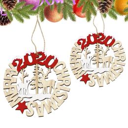 Christmas Decorations 2PCS Wood Slices Unfinished Wooden Ornaments Hanging Embellishments Crafts For Holiday DIY Craft Decoration