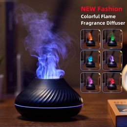 Essential Oils Diffusers 3D Colourful Flame Humidifier USB Car Aromatherapy Humidifiers Portable Diffuser for Home Room Fragrance 221201