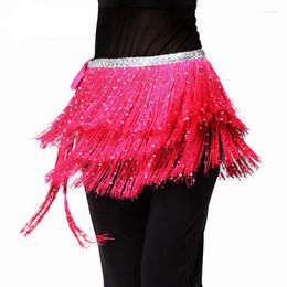 Stage Wear Belly Dance Costume Fringe Tassel Hip Scarf Waist Belt Chain Sequins Wrap Skirt