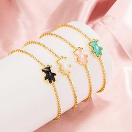 Bracelet Chain Forviona Original Novel Design Light Luxury Brand Gold Colour Zircon Naughty Bear Fashion Jewellery for Women Gifts