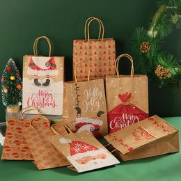 Gift Wrap 21cm Large Chritmas Bags 12 Pieces Kraft Paper Bag For Christmas Snack Clothing Present Box Packaging Xmas 2022