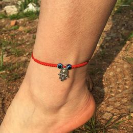 Anklets Boho Red Thread Turkish Eye Anklet Bracelet Cute Hamsa Fatima Foot Chain Evil Halhal Jewellery For Women Tornozeleira