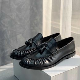 The Row is leather tassel shoes the The original for the small crowd. Women's English flat heel shoes casual small leather shoes 2024