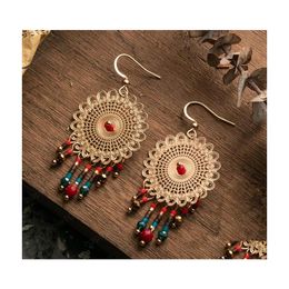 Dangle Chandelier Boho Dangle Earring For Women Female Colorf Goldn Beads Ethnic Earrings Fashion Indian Jewelry Accessories Drop D Dhbo3