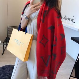 Fashion Designer Scarf 100% Double Cashmere Scarves Brand Men's Women's Pashmina Brand Letter Scarf Large Shawl Thickened Wool Warm